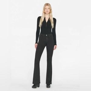 Frame Denim Black Flare Wide-Leg Jeans